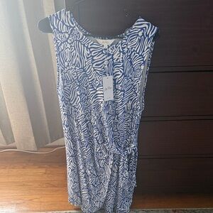 Lilly Pulitzer Zebra Print Midi Dress in Blue and White
